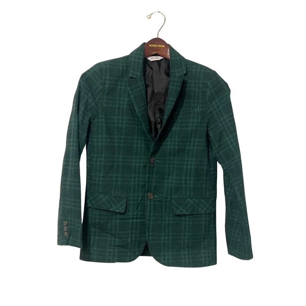 Cat & Jack Boys Green Plaid Blazer Sport Coat Suit Jacket Size 12 1554AA